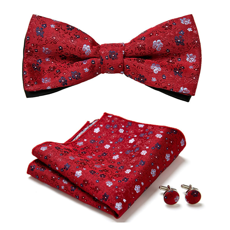 Stylish Bow Ties Set – Men's Floral Polyester Three Piece Tie Set