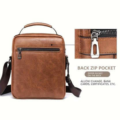 Men's Shoulder Bag – Stylish PU Leather Crossbody Messenger With Adjustable Strap
