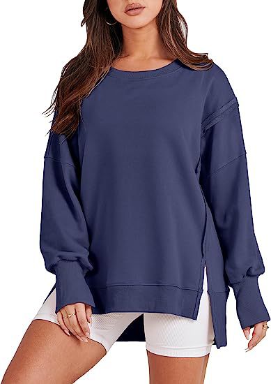 Oversized Sweatshirt Women | Solid Color Crew Neck Pullover Hoodie | Warm Cozy Fall Top
