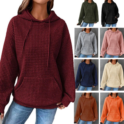 Women's Waffle Hoodie - Cozy Casual Sweatshirts | Lightweight Polyester Fiber Top