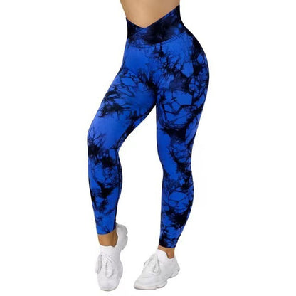 Tie Dye Leggings - Seamless Yoga Pants With Push Up Fit For Women
