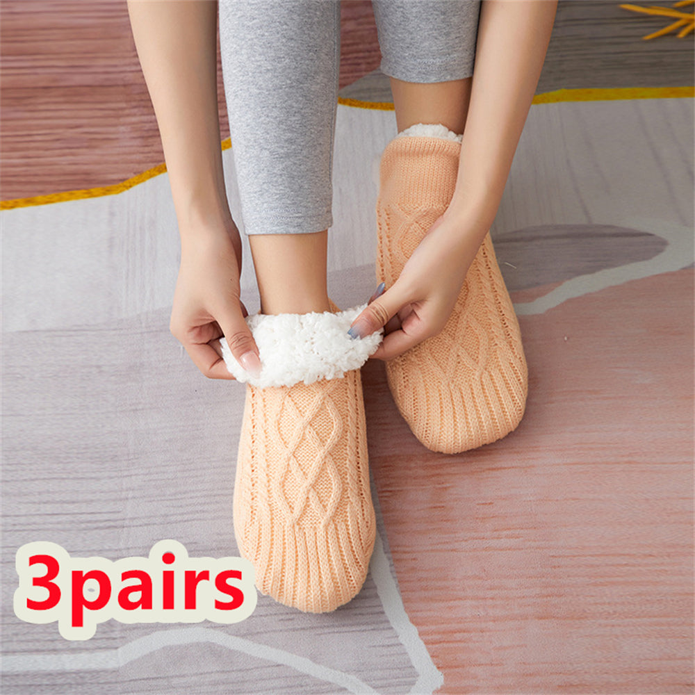 Winter Woolen Socks - Thick Indoor Slipper Socks With Non Slip Grip