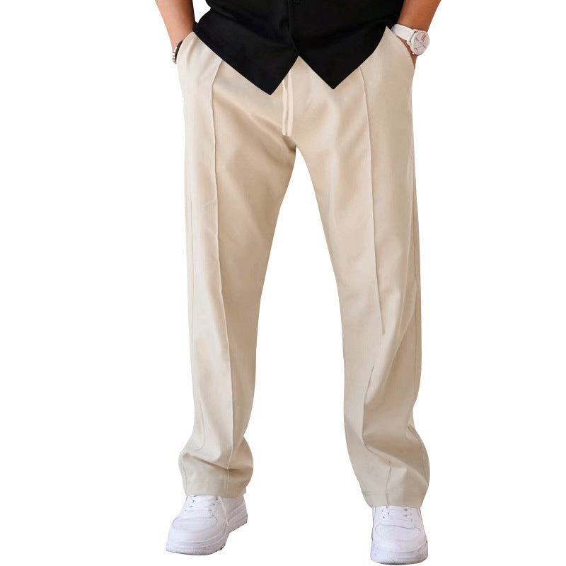 Men's Casual Trousers - Sports Loose Fit Drawstring Waist Pants With Bright Line Design