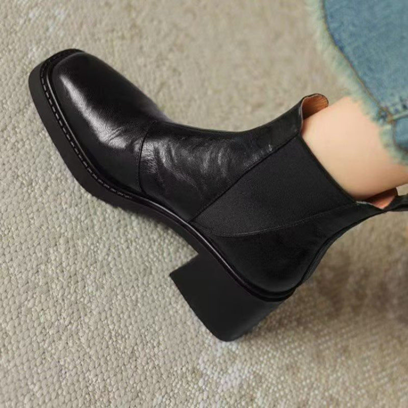 Women's Leather Boots | Chunky Heel Boots | Soft Leather, French Style Comfort