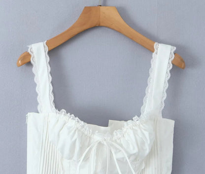 Sexy Lace Trim Vest - Small Sling Slim Fit Ultra Short Pullover Top