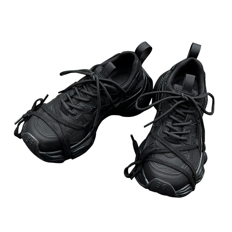 Leather Platform Shoes – Women's Lace-Up Genuine Leather Footwear With Fashion Heels