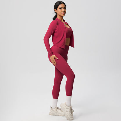 Yoga Vest Jacket - Tight Long Sleeve Spandex Exercise Bra with Beauty Back