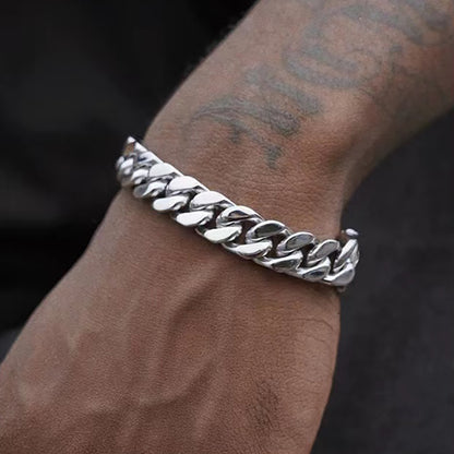 Cuban Chain Bracelet Men’s Titanium Steel | Durable Electroplated Link 21cm
