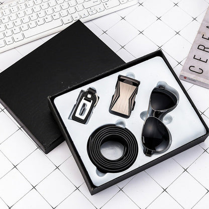 Business Gift Set – Men's Belt Wallet & Wristwatch Combo With Pen