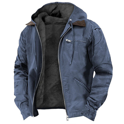 Winter Hooded Coat | Men's Casual Fleece Jacket With Pockets | Warm Zip-Up Outerwear
