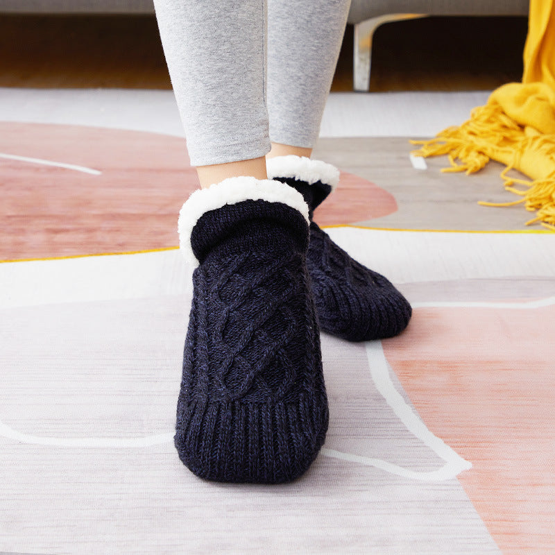 Winter Woolen Socks - Thick Indoor Slipper Socks With Non Slip Grip