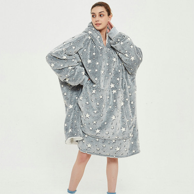 Wearable Blanket Hoodie – Cozy Fleece Sleepwear With Warm Oversized Fit