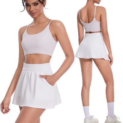 High Waist Tennis Skirt | Women's Cotton Blend Sports Skort | Breathable Activewear