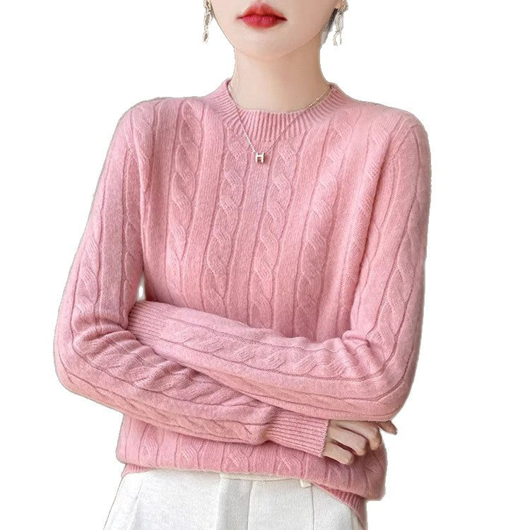 Twist Sweater Knit Vintage Round Neck Base Shirt