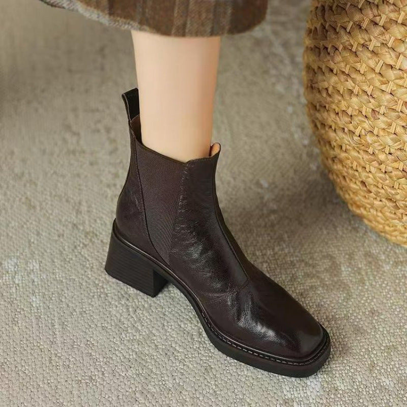 Women's Leather Boots | Chunky Heel Boots | Soft Leather, French Style Comfort