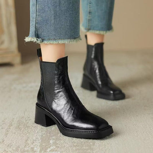 Women's Leather Boots | Chunky Heel Boots | Soft Leather, French Style Comfort