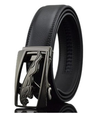 Men Leather Belts – Adjustable Cowhide Strap With Automatic Buckle