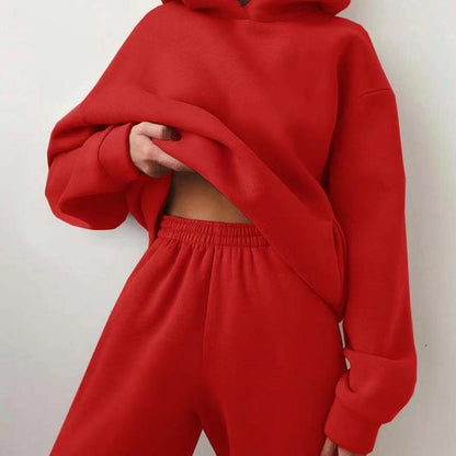 Women's Casual Tracksuit – Corduroy Two-Piece Suit With Hooded Sweater