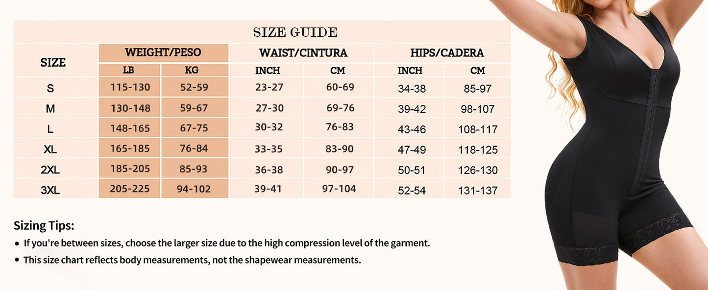 Colombian Shapewear | Full Body Shaper With Tummy Control & Zipper