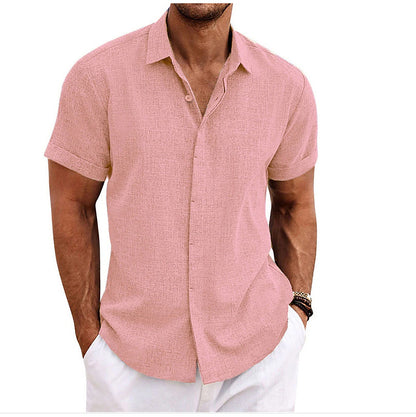 Men's Linen T-Shirt | Loose Fit Short Sleeve Tee | Lightweight Polyester Fabric Top
