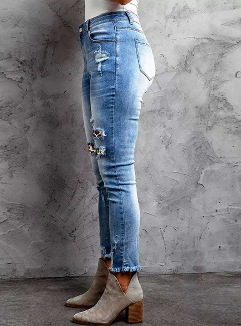 Denim Trousers Women | Cropped Straight Leg Pants | Artistic Retro Style