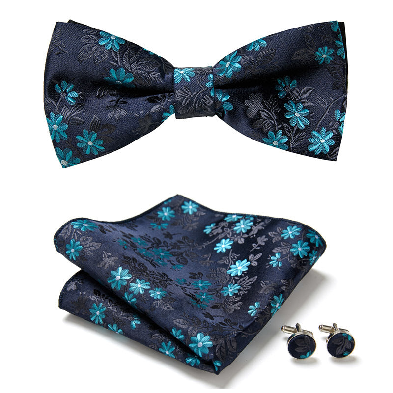 Stylish Bow Ties Set – Men's Floral Polyester Three Piece Tie Set