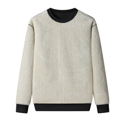 Winter Sports Sweatshirt - Men's Thick Fleece Pullover With Rabbit Hair Fabric