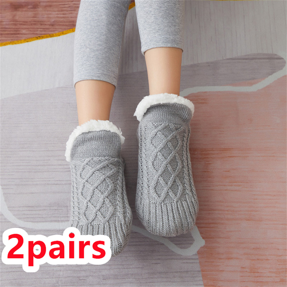 Winter Woolen Socks - Thick Indoor Slipper Socks With Non Slip Grip