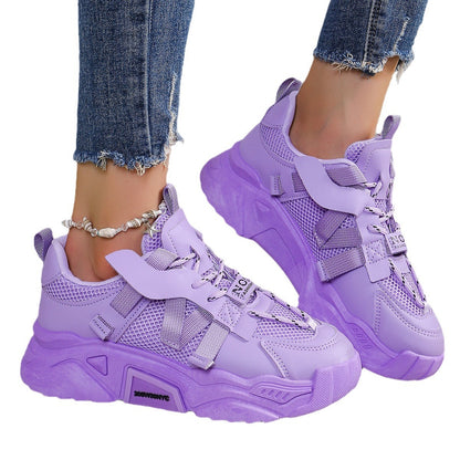 Women's Mesh Dad Shoes | Breathable Platform Sneakers With Animal Pattern