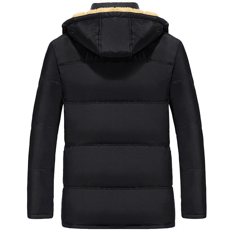 Velvet Padded Jacket Men’s Winter | Hooded Double Breasted Warm Coat