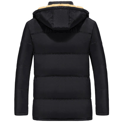 Velvet Padded Jacket Men’s Winter | Hooded Double Breasted Warm Coat