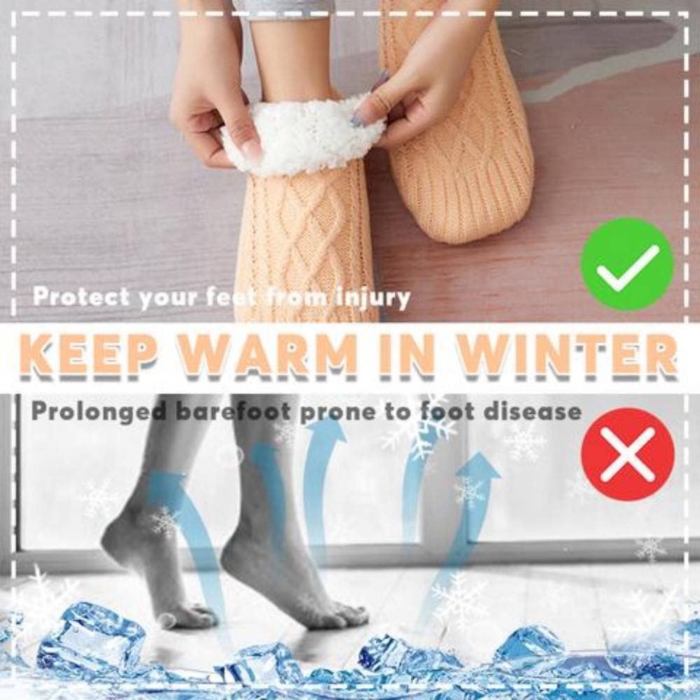 Winter Woolen Socks - Thick Indoor Slipper Socks With Non Slip Grip