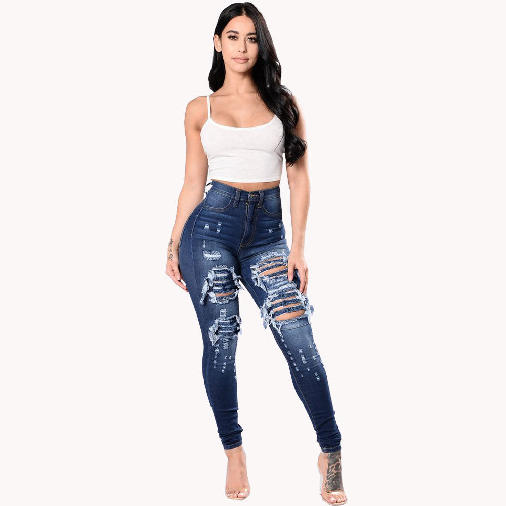 Women's Ripped Jeans - Trendy Distressed Skinny Denim Pants For Women