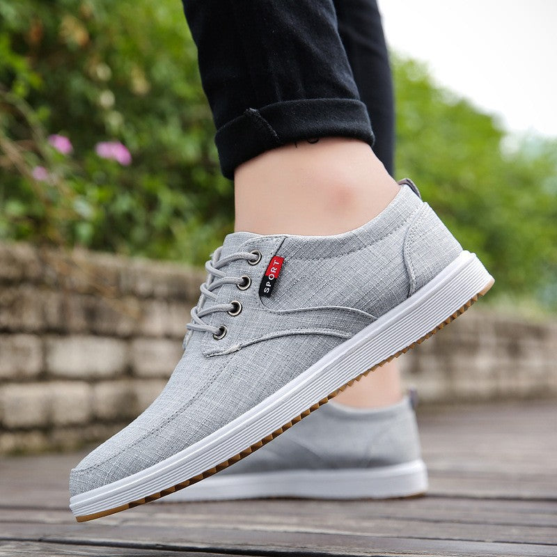 Men's Canvas Shoes | Breathable Lace-Up Flat Walking Sneakers