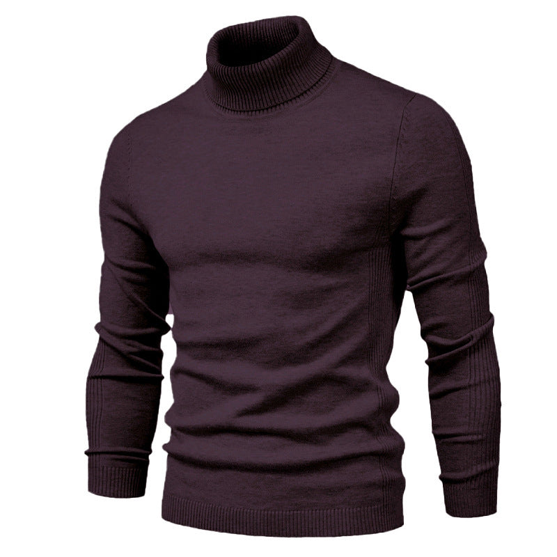 Slim Pullover Sweater For Men | Solid Color Turtleneck | Winter Casual Tops