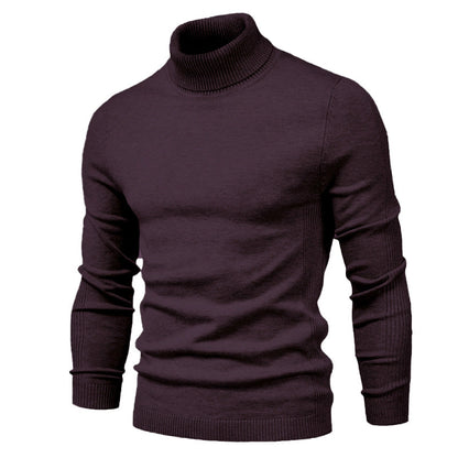 Slim Pullover Sweater For Men | Solid Color Turtleneck | Winter Casual Tops