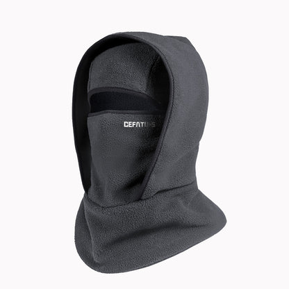 black fleece balaclava hood with face mask for cold weather protection