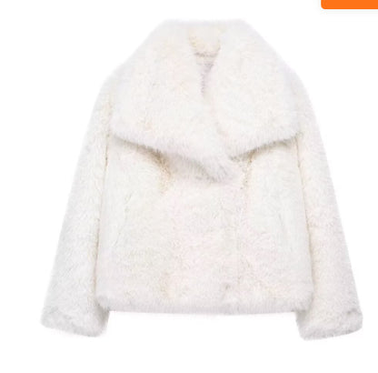 Winter Plush Coat – Thick Warm Coat With Fluffy Lapel Jacket Design