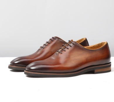 Men's Oxford Shoes | Brown Leather Toe Cap | Durable Composite Sole Dress Shoes