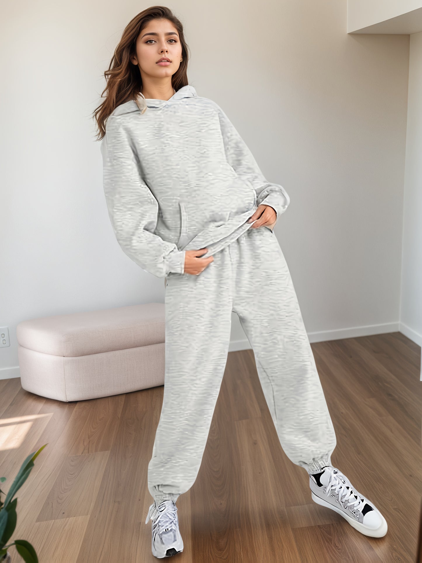 Oversized Sweatsuit Set – 2 Piece Lounge Hoodie And Baggy Sweatpants With Pockets
