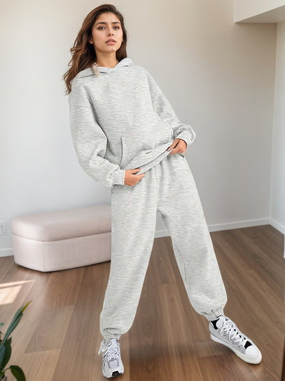 Oversized Sweatsuit Set – 2 Piece Lounge Hoodie And Baggy Sweatpants With Pockets