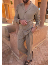 Casual Men's Suit – Long Sleeve Single Breasted Jacket With Slim Fit Trousers