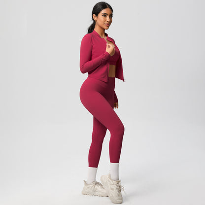 Yoga Vest Jacket - Tight Long Sleeve Spandex Exercise Bra with Beauty Back
