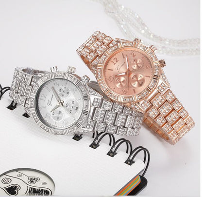 Women Quartz Wrist Watch - Fashion Stainless Steel Band Luxury Analog Timepiece