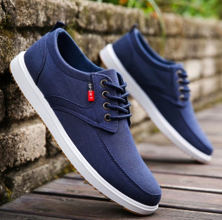 Men's Canvas Shoes | Breathable Lace-Up Flat Walking Sneakers