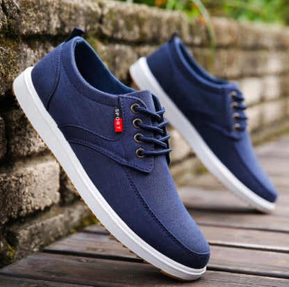Men's Canvas Shoes | Breathable Lace-Up Flat Walking Sneakers