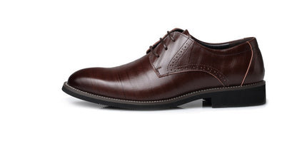 Men's Leather Shoes - Dress Business Casual Shoes With Durable Rubber Sole