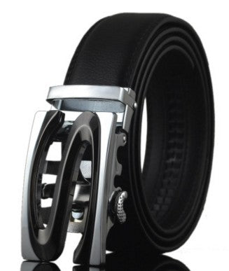 Men Leather Belts – Adjustable Cowhide Strap With Automatic Buckle