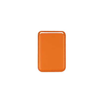 Sleek orange leather card holder wallet with clean stitching isolated on white background