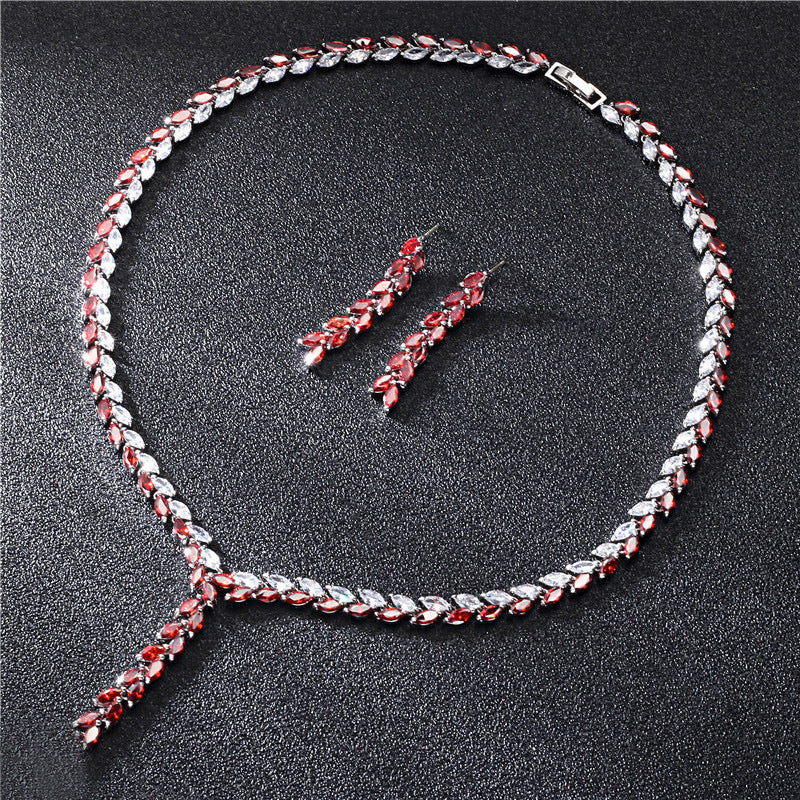 Wedding Earrings Set – Bridal Jewelry Set With Zircon Earrings And Necklace